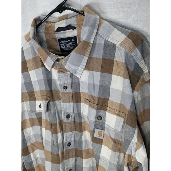Carhartt Loose Fit Plaid Cotton Flannel Button Long Sleeve Shirt 2XL XXL - Picture 2 of 5